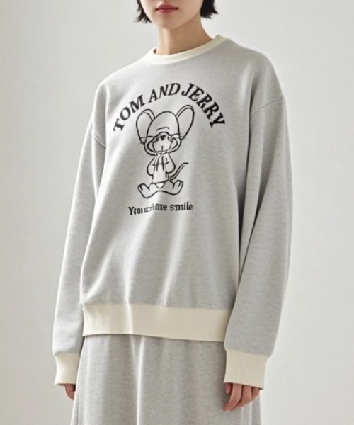 Tom＆Jerry（トムアンドジェリー）の「2025AW Tom and Jerry/トムとジェリー オーバーサイズ ジャガード刺繍ニット レディース メンズ（ニット/セーター・レディース・ホワイト系その他/ベージュ/スミクロ/ネイビー/ブルー系その他/サックスブルー/オフホワイト/ブラック系その他・M/L/LL）」の11枚目の写真