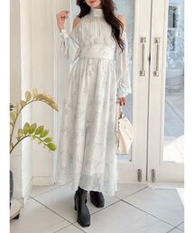 MERCURYDUO | 花柄バックレースアップロングスリーブワンピース(ワンピース)