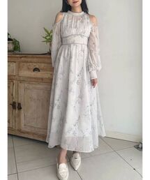 MERCURYDUO | 花柄バックレースアップロングスリーブワンピース(ワンピース)