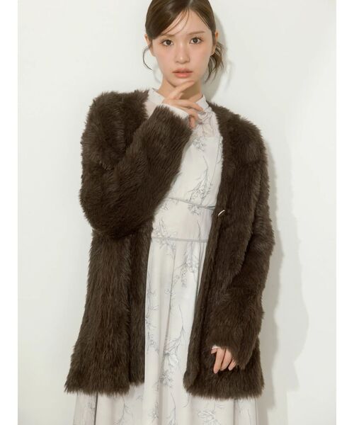 MERCURYDUO(マーキュリーデュオ)の「花柄バックレースアップロングスリーブワンピース(ワンピース・レディース・グリーン/ライトグレー・MEDIUM/SMALL)」の7枚目の写真