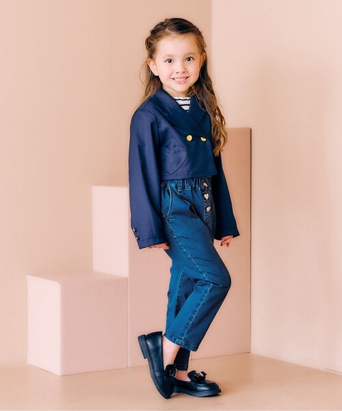 apres les cours（アプレレクール）の「【ストレート】ハートポケットきゅんパンツ_ジュニア対応（その他パンツ・キッズ・ブルー/チェック/ピンク・100/80/110/90/130/140/120）」の4枚目の写真