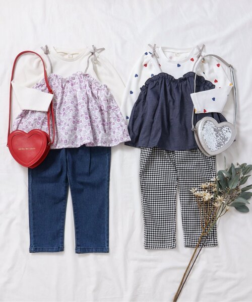 apres les cours（アプレレクール）の「【ストレート】ハートポケットきゅんパンツ_ジュニア対応（その他パンツ・キッズ・ブルー/チェック/ピンク・100/80/110/90/130/140/120）」の15枚目の写真