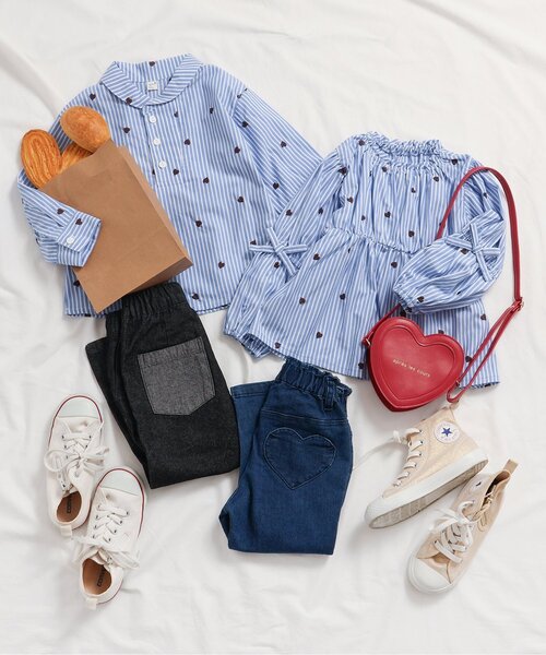 apres les cours（アプレレクール）の「【ストレート】ハートポケットきゅんパンツ_ジュニア対応（その他パンツ・キッズ・ブルー/チェック/ピンク・100/80/110/90/130/140/120）」の16枚目の写真