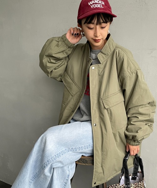 ARMY TWILL（アーミーツイル）の「[ARMY TWILL/アーミーツイル] 別注 中綿入り ケミカルプロテクトジャケット（ミリタリージャケット・レディース・ブラック/カーキ・S/M/L）」の2枚目の写真