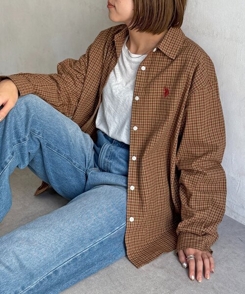 U.S. POLO ASSN.（ユーエスポロアッスン）の「長袖シャツ（シャツ/ブラウス・レディース・グレー/アイボリー/サックスブルー/ブラウン・SMALL/MEDIUM）」の3枚目の写真