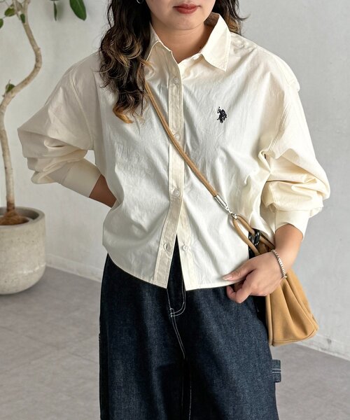U.S. POLO ASSN.（ユーエスポロアッスン）の「長袖シャツ（シャツ/ブラウス・レディース・グレー/アイボリー/サックスブルー/ブラウン・SMALL/MEDIUM）」の8枚目の写真