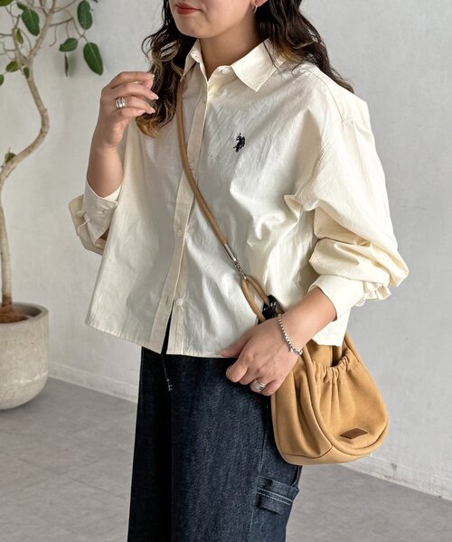 U.S. POLO ASSN.（ユーエスポロアッスン）の「長袖シャツ（シャツ/ブラウス・レディース・グレー/アイボリー/サックスブルー/ブラウン・SMALL/MEDIUM）」の9枚目の写真