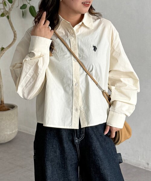 U.S. POLO ASSN.（ユーエスポロアッスン）の「長袖シャツ（シャツ/ブラウス・レディース・グレー/アイボリー/サックスブルー/ブラウン・SMALL/MEDIUM）」の13枚目の写真