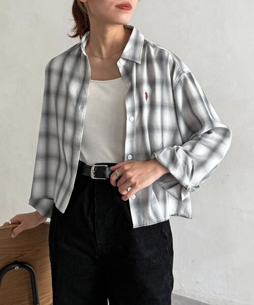 U.S. POLO ASSN.（ユーエスポロアッスン）の「長袖シャツ（シャツ/ブラウス・レディース・グレー/アイボリー/サックスブルー/ブラウン・SMALL/MEDIUM）」の18枚目の写真