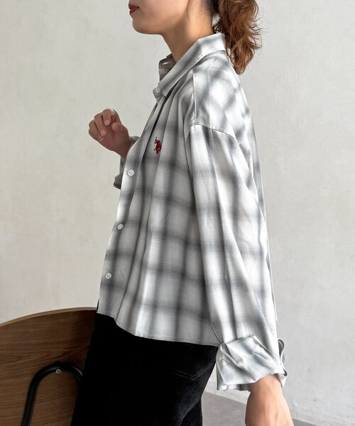 U.S. POLO ASSN.（ユーエスポロアッスン）の「長袖シャツ（シャツ/ブラウス・レディース・グレー/アイボリー/サックスブルー/ブラウン・SMALL/MEDIUM）」の19枚目の写真