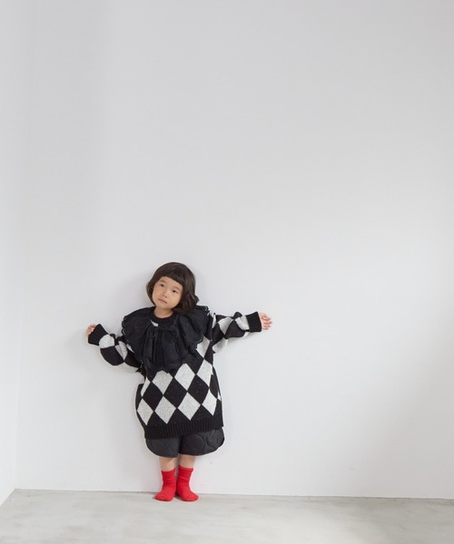 LOWRYS FARM（ローリーズファーム）の「アソートガラニットプルオーバー　 591608（ニット/セーター・キッズ・ブラック/ブラック×ホワイト・150cm/130cm/110cm）」の13枚目の写真