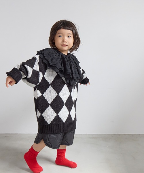LOWRYS FARM（ローリーズファーム）の「アソートガラニットプルオーバー　 591608（ニット/セーター・キッズ・ブラック/ブラック×ホワイト・150cm/130cm/110cm）」の9枚目の写真