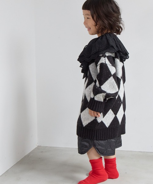 LOWRYS FARM（ローリーズファーム）の「アソートガラニットプルオーバー　 591608（ニット/セーター・キッズ・ブラック/ブラック×ホワイト・150cm/130cm/110cm）」の18枚目の写真