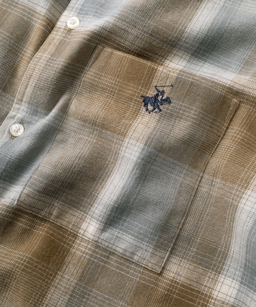 BEVERLY HILLS POLO CLUB(ビバリーヒルズポロクラブ)の「【71】【BEVERLY HILLS POLO CLUB/ビバリーヒルズポロクラブ】ワンポイント刺繍 フランネル チェックシャツ(シャツ/ブラウス・メンズ・ベージュ/ブルー/ブラック/ホワイト・XL/L/M)」の7枚目の写真
