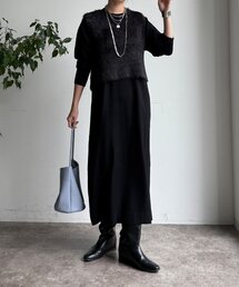 DouDou | 【WEB限定】フェザーヤーンニットベスト＋ニットワンピースセット(セットアップ)