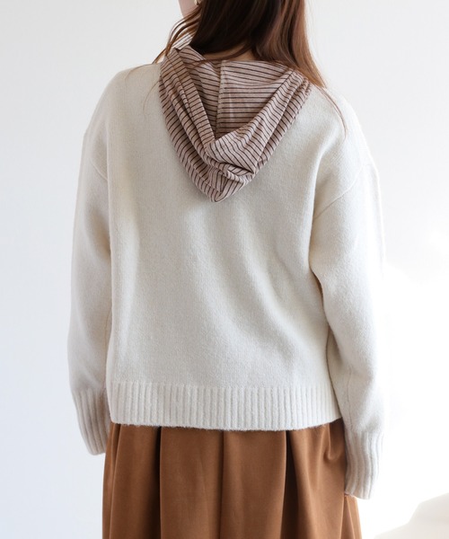 cepo(セポ)の「ウール混ポケットニットプルオーバー(ニット/セーター・レディース・レッド/チャコール/オフホワイト/カーキ・M)」の14枚目の写真