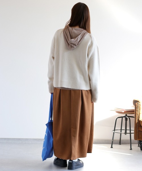 cepo(セポ)の「ウール混ポケットニットプルオーバー(ニット/セーター・レディース・レッド/チャコール/オフホワイト/カーキ・M)」の8枚目の写真