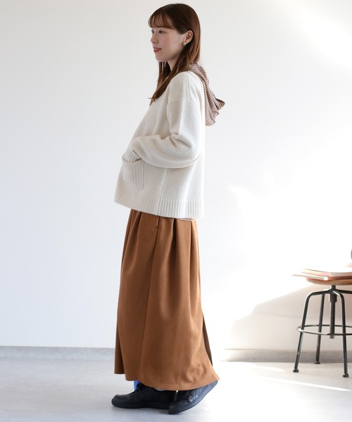 cepo(セポ)の「ウール混ポケットニットプルオーバー(ニット/セーター・レディース・レッド/チャコール/オフホワイト/カーキ・M)」の7枚目の写真