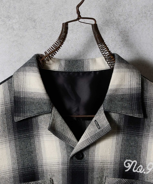 NUMBER (N)INE(ナンバーナイン)の「COTTON OMBRE PLAID FLANNEL EMBROIDERY BACK LOGO OPEN COLLAR SHIRT / コットン オンブレー チェック 刺繍 バック ロゴ オープンカラー シャツ(シャツ/ブラウス・メンズ・ベージュ/グレー・2/3/4)」の9枚目の写真