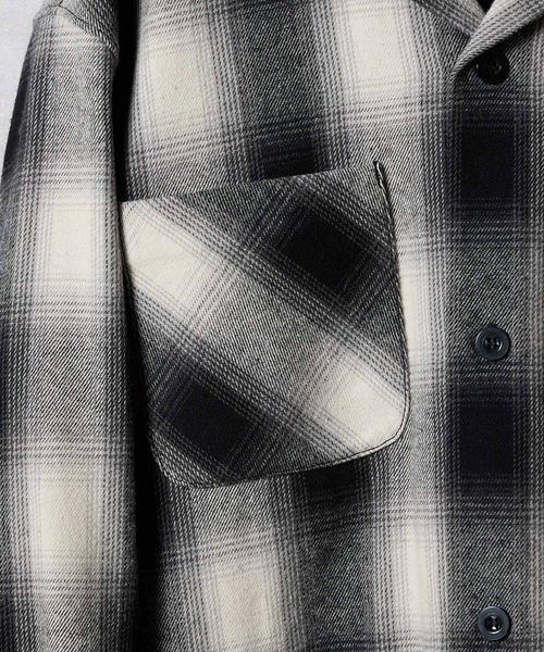 NUMBER (N)INE(ナンバーナイン)の「COTTON OMBRE PLAID FLANNEL EMBROIDERY BACK LOGO OPEN COLLAR SHIRT / コットン オンブレー チェック 刺繍 バック ロゴ オープンカラー シャツ(シャツ/ブラウス・メンズ・ベージュ/グレー・2/3/4)」の10枚目の写真