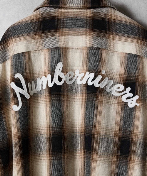 NUMBER (N)INE(ナンバーナイン)の「COTTON OMBRE PLAID FLANNEL EMBROIDERY BACK LOGO OPEN COLLAR SHIRT / コットン オンブレー チェック 刺繍 バック ロゴ オープンカラー シャツ(シャツ/ブラウス・メンズ・ベージュ/グレー・2/3/4)」の8枚目の写真