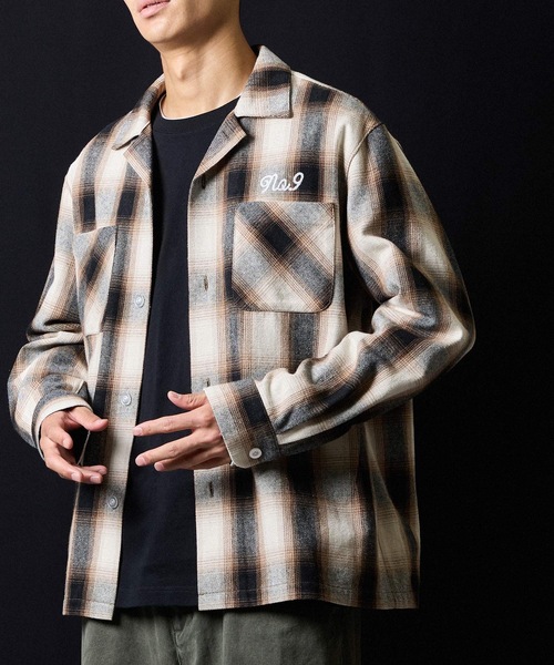 NUMBER (N)INE(ナンバーナイン)の「COTTON OMBRE PLAID FLANNEL EMBROIDERY BACK LOGO OPEN COLLAR SHIRT / コットン オンブレー チェック 刺繍 バック ロゴ オープンカラー シャツ(シャツ/ブラウス・メンズ・ベージュ/グレー・2/3/4)」の19枚目の写真