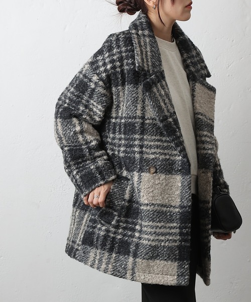 COLONY 2139(コロニートゥーワンスリーナイン)の「チェックダブルテーラードジャケットコート(その他アウター・レディース・ブラック/モカ/ネイビー・FREE)」の14枚目の写真