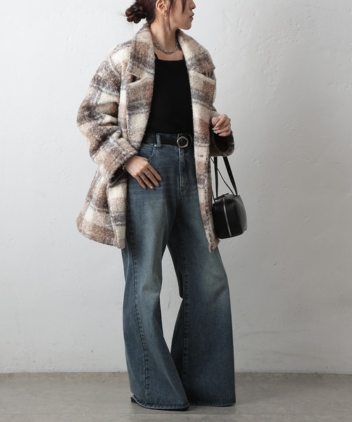 COLONY 2139(コロニートゥーワンスリーナイン)の「チェックダブルテーラードジャケットコート(その他アウター・レディース・ブラック/モカ/ネイビー・FREE)」の21枚目の写真