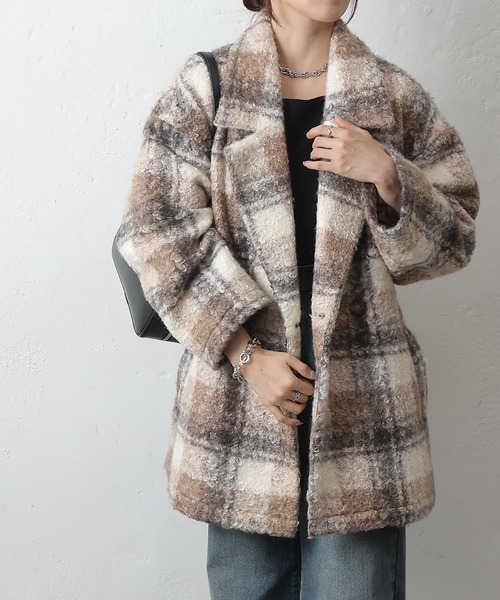 COLONY 2139(コロニートゥーワンスリーナイン)の「チェックダブルテーラードジャケットコート(その他アウター・レディース・ブラック/モカ/ネイビー・FREE)」の12枚目の写真