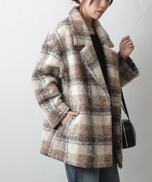 COLONY 2139(コロニートゥーワンスリーナイン)の「チェックダブルテーラードジャケットコート(その他アウター・レディース・ブラック/モカ/ネイビー・FREE)」の10枚目の写真