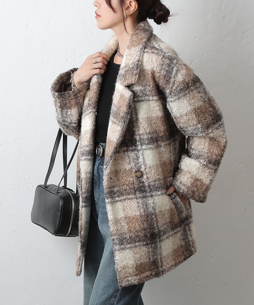 COLONY 2139(コロニートゥーワンスリーナイン)の「チェックダブルテーラードジャケットコート(その他アウター・レディース・ブラック/モカ/ネイビー・FREE)」の6枚目の写真