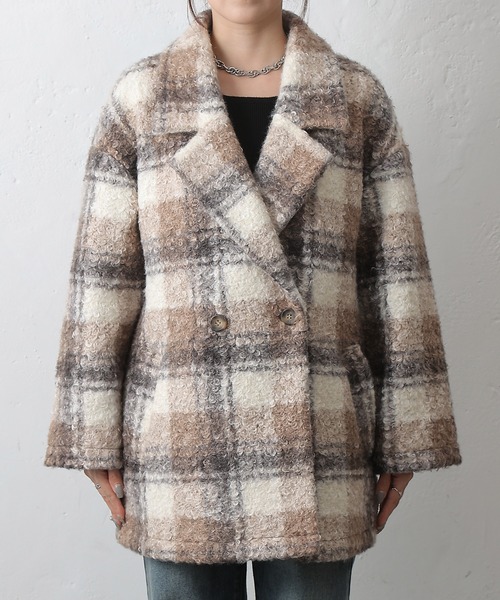 COLONY 2139(コロニートゥーワンスリーナイン)の「チェックダブルテーラードジャケットコート(その他アウター・レディース・ブラック/モカ/ネイビー・FREE)」の22枚目の写真