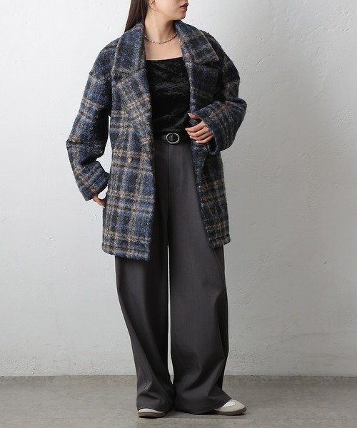 COLONY 2139(コロニートゥーワンスリーナイン)の「チェックダブルテーラードジャケットコート(その他アウター・レディース・ブラック/モカ/ネイビー・FREE)」の4枚目の写真