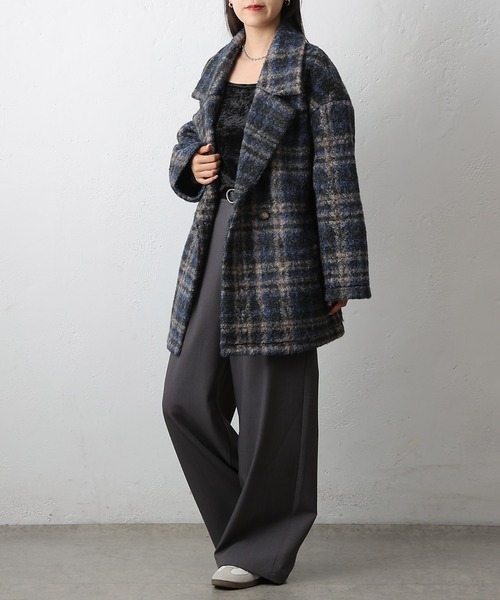 COLONY 2139(コロニートゥーワンスリーナイン)の「チェックダブルテーラードジャケットコート(その他アウター・レディース・ブラック/モカ/ネイビー・FREE)」の17枚目の写真
