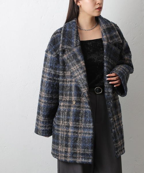 COLONY 2139(コロニートゥーワンスリーナイン)の「チェックダブルテーラードジャケットコート(その他アウター・レディース・ブラック/モカ/ネイビー・FREE)」の13枚目の写真