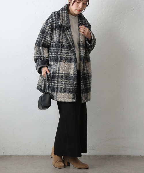 COLONY 2139(コロニートゥーワンスリーナイン)の「チェックダブルテーラードジャケットコート(その他アウター・レディース・ブラック/モカ/ネイビー・FREE)」の5枚目の写真