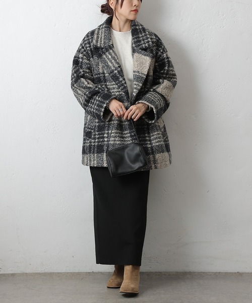 COLONY 2139(コロニートゥーワンスリーナイン)の「チェックダブルテーラードジャケットコート(その他アウター・レディース・ブラック/モカ/ネイビー・FREE)」の18枚目の写真