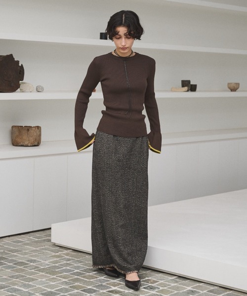 AIC.（エーアイシー）の「ツイードロングスカート/セットアップ可能（スカート・レディース・ブラウン/ブラック・FREE）」の3枚目の写真