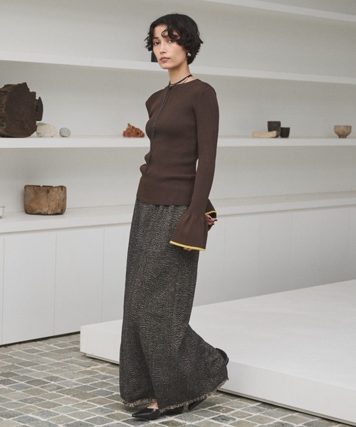 AIC.（エーアイシー）の「ツイードロングスカート/セットアップ可能（スカート・レディース・ブラウン/ブラック・FREE）」の5枚目の写真