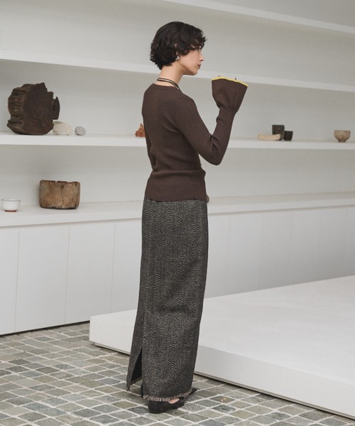 AIC.（エーアイシー）の「ツイードロングスカート/セットアップ可能（スカート・レディース・ブラウン/ブラック・FREE）」の6枚目の写真