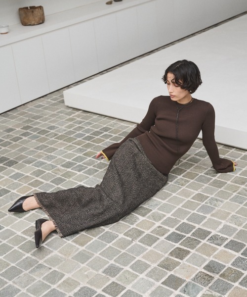 AIC.（エーアイシー）の「ツイードロングスカート/セットアップ可能（スカート・レディース・ブラウン/ブラック・FREE）」の8枚目の写真