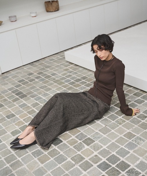 AIC.（エーアイシー）の「ツイードロングスカート/セットアップ可能（スカート・レディース・ブラウン/ブラック・FREE）」の10枚目の写真