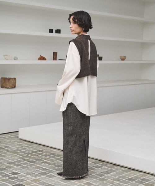 AIC.（エーアイシー）の「ツイードロングスカート/セットアップ可能（スカート・レディース・ブラウン/ブラック・FREE）」の14枚目の写真