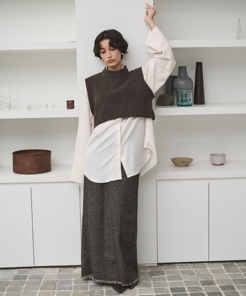 AIC.（エーアイシー）の「ツイードロングスカート/セットアップ可能（スカート・レディース・ブラウン/ブラック・FREE）」の12枚目の写真