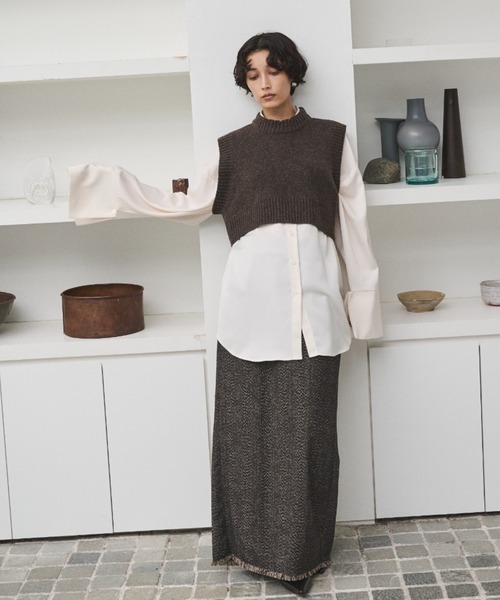 AIC.（エーアイシー）の「ツイードロングスカート/セットアップ可能（スカート・レディース・ブラウン/ブラック・FREE）」の13枚目の写真