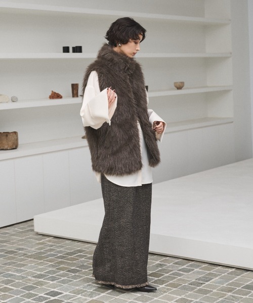 AIC.（エーアイシー）の「ツイードロングスカート/セットアップ可能（スカート・レディース・ブラウン/ブラック・FREE）」の19枚目の写真