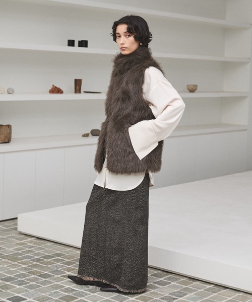 AIC.（エーアイシー）の「ツイードロングスカート/セットアップ可能（スカート・レディース・ブラウン/ブラック・FREE）」の18枚目の写真