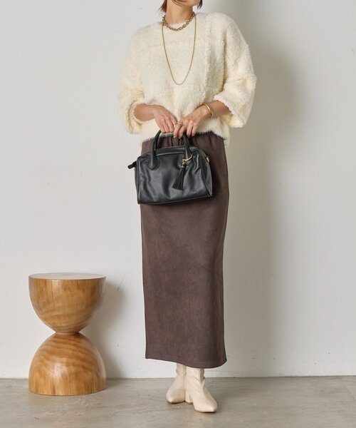 Jena espace merveilleux（ジェナ　エスパスメルヴェイユ）の「【一枚で決まる】チェック柄シャギーニット（ニット/セーター・レディース・ブラック/グレー/オフホワイト・FREE）」の10枚目の写真