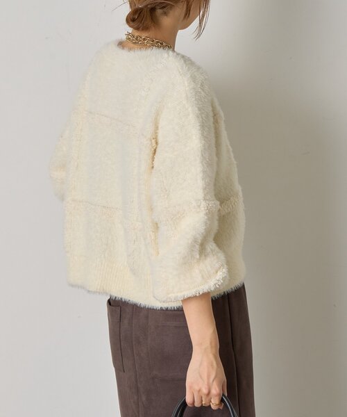 Jena espace merveilleux（ジェナ　エスパスメルヴェイユ）の「【一枚で決まる】チェック柄シャギーニット（ニット/セーター・レディース・ブラック/グレー/オフホワイト・FREE）」の9枚目の写真