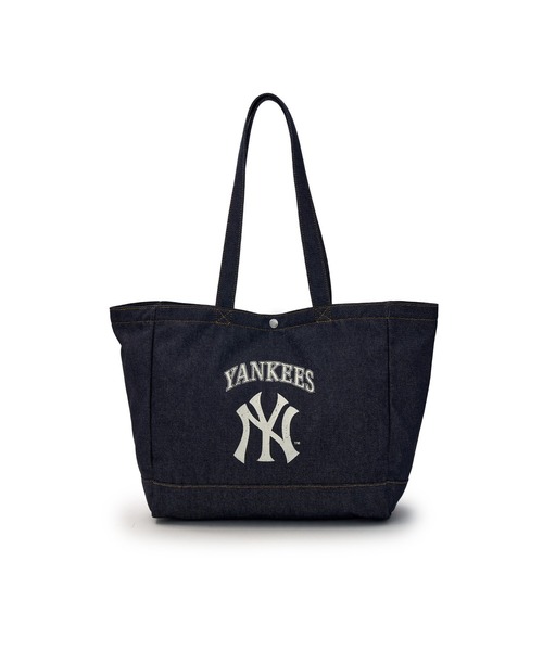 MLB(メジャーリーグベースボール)の「【日本未入荷】MLB KOREA ヴィンテージレタリング デニムライク ショッパーバッグ NYヤンキース LAドジャース(トートバッグ・レディース・ネイビー/サックスブルー・FREE)」の5枚目の写真